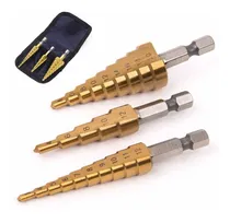 Comprar 03 Brocas Escalonadas Acero Hss En Titanio 4-12\u002F4-20\u002F3-12