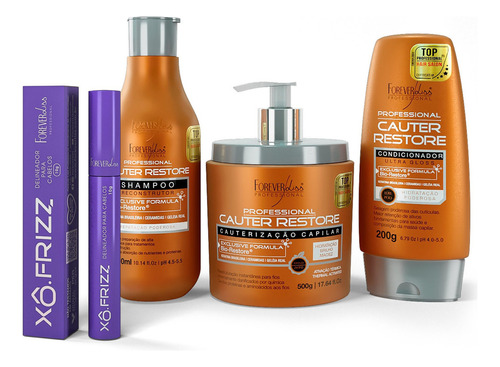 Kit Cauterização Capilar Forever Liss Com Xô Frizz