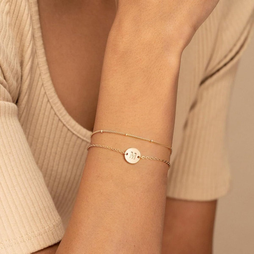 Pulseras Inicial Letra Y Chapa Oro 18k Para Regalo Mujer