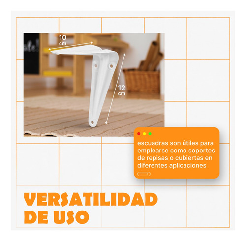 Jgo De Escuadras Estante 4 PLG X 5 PLG 12 Pza Truper Blanca