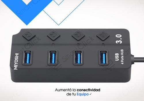 Imagen 9 de 10 de Hub Usb 3.0 Multiplicador 4 Teclas Led 5 Gbps + Fuente 5v