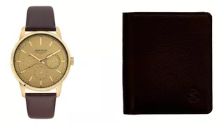 Reloj Armitron Para Hombre Correa Café Ard015 + Cartera