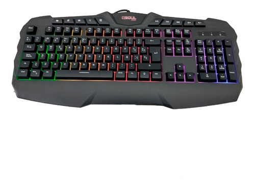 Teclado gamer Soul XK700 QWERTY inglés color negro con luz RGB USB