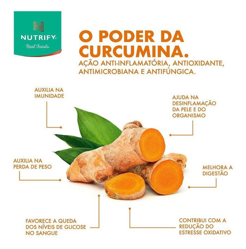 Curcumina Extrato De Cúrcuma Vegan 30cps Nutrify - Original Sabor Neutro