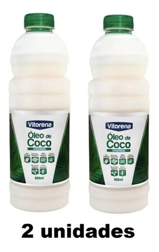 Óleo De Coco Vitorena 900ml - Kit 2 Unidades - Frete Grátis