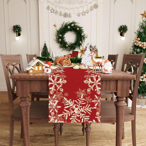 Copos De Nieve Rojos De Navidad Para Decoración De Mesa De A