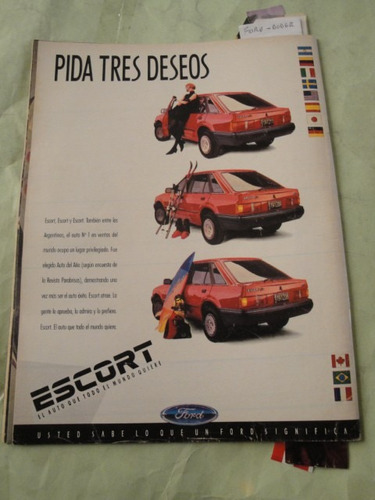 Publicidad Ford Escort Año 1989