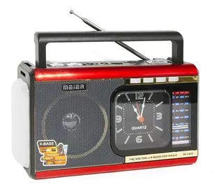 Radio Portatil Am Fm Sw Usb Reloj Linterna Tercera Edad