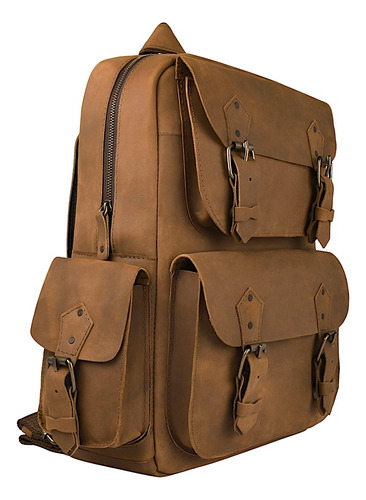 Backpack Unisex Stylo Alaska Piel Café