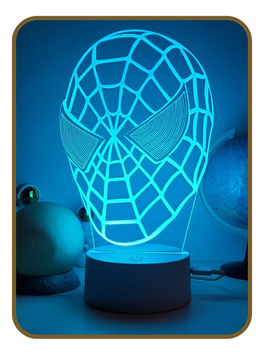 Luminária Led Homem Aranha 24cm Usb - Quarto Criança Cúpula 16 Cores Estrutura Branco