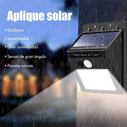 Lámpara De Luz Solar Impermeable Exterior De Pared Led 4pzs