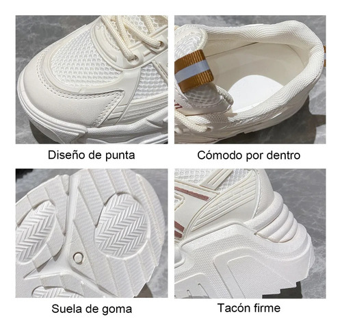 Zapatillas Casuales Con Plataforma Elástica Para Mujer