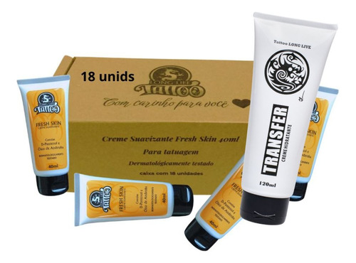 18 Unids Creme Para Tatuagem 40ml + Transfer Creme 120ml