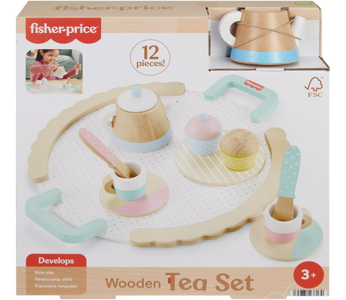Fisher Price Juego De Te De Madera Con Charola 12 Piezas