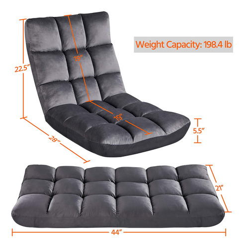 Yaheetech Silla Plegable De Suelo Con Respaldo Ajustable Aco