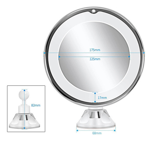 Espejo De Maquillaje Led Con Aumento De 10x Y 18 Luces Led D