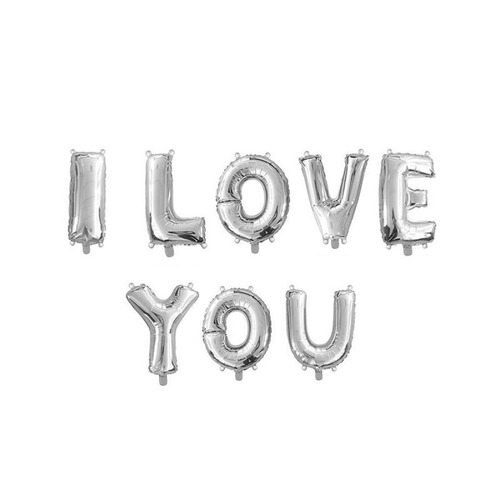 Globo Decorativo I Love You Metalizado Mediano Plateado