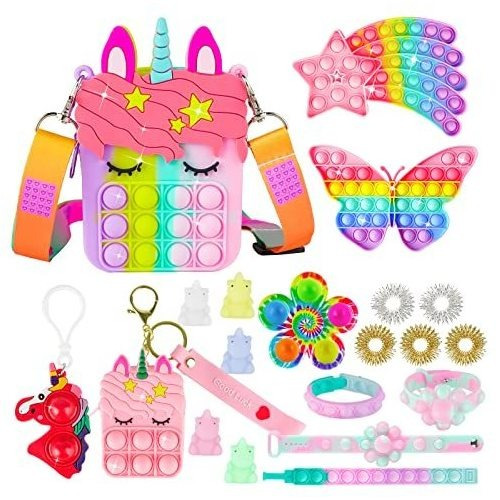 Pop Purse Pack Toy, Unicornio Rainbow Hombro Pulsera P1n5z