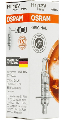 Imagem 1 de 4 de Lampada H1 Osram 12v 55w Farol Original De Fábrica Alemanha