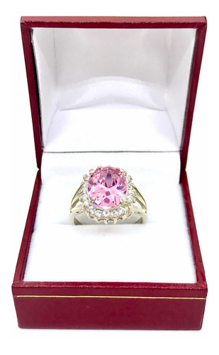 Anillo De Plata 925 Con Piedras Zafiro Azul Y Piedras Cubic