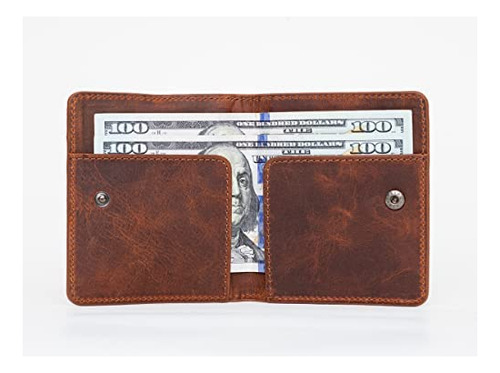 Billetera De Hombre Wowlett Cierre A Presion Ginger Marron