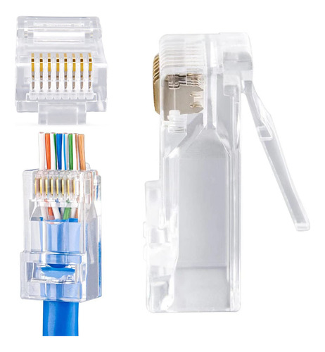 W-nectoun Paquete De 100 Conectores De Cable Rj45 Utp Cat5e