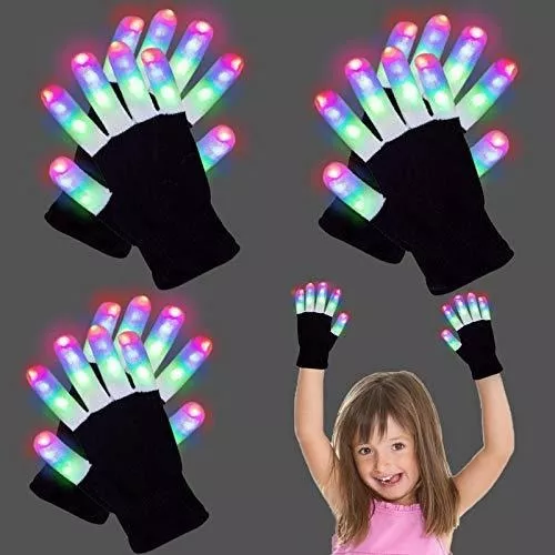 3 Pares De Guantes Led Coloridos Que Brillan En La Oscuridad