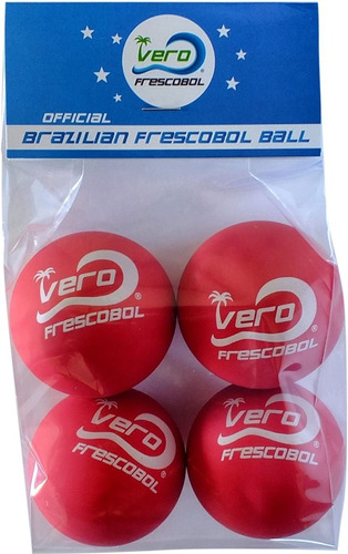 Pelotas Vero Frescobol  Brasileñas Originales Color Rojo 4pz