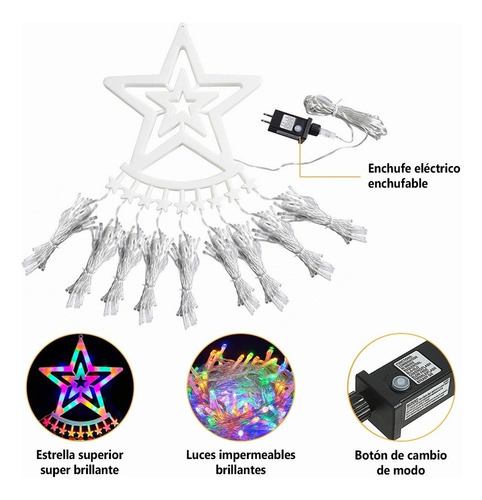 Luz Led De Cascada Estrella A Jardín Exteriores Multicolor