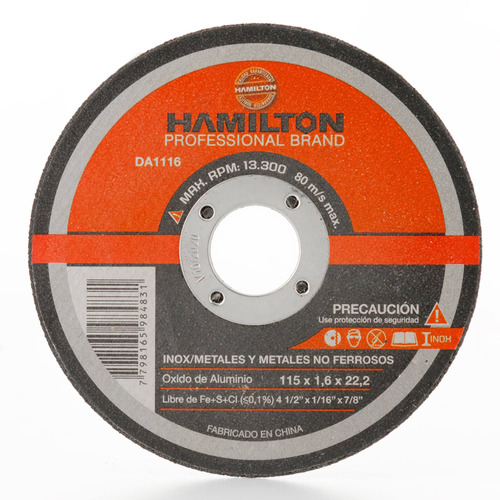 Disco Abrasivo Corte 115 X 1,6mm Acero Hamilton Da1116