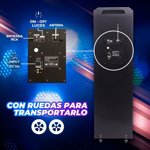 Imagen 5 de 8 de Altavoz Parlante Melon Bluetooth 2woofer 12pulgadas Luces