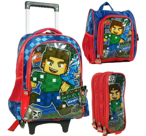 Mochila Escolar  Block Game Até 5 Anos Menino