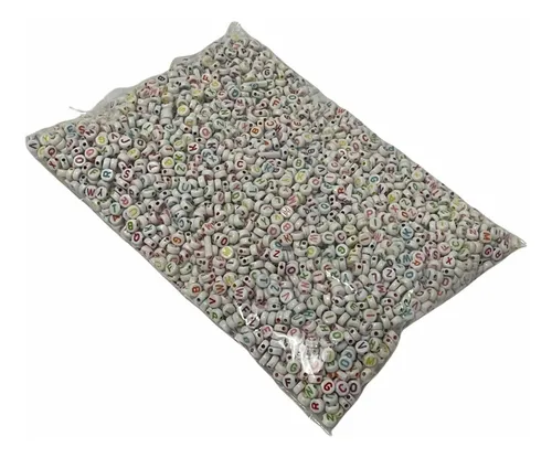 Letras infantiles de 7 mm, paquete de 500 g, aproximadamente 4000, longitud al por mayor de 4 mm, color blanco/color de 7 mm de diámetro