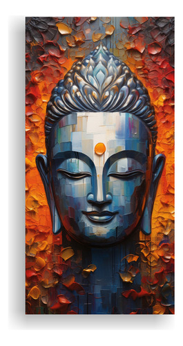 100x50cm Cuadro Decorativo Buda Abstracto Plata Vibrante Neo