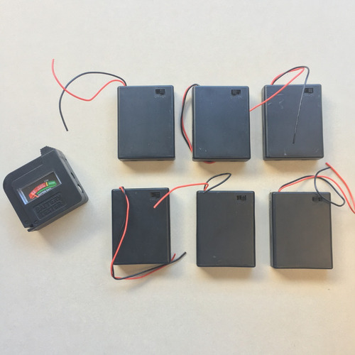 6 Unidades Suportes 4 Slots Bateria Aaa + Voltímetro Ref.070