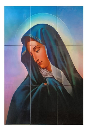 Virgen De Los Dolores Imagen 60x90cm Mural En Azulejos