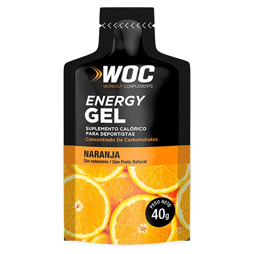 15 Geles Energéticos Woc Frutilla, Naranja, Café, 40gramos 