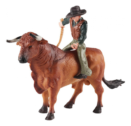 Figura De Vaquero Con Toro Para Modelo De Pie Naranja