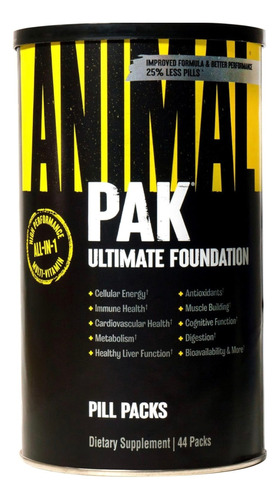 Universal Nutrition Animal Pak Pastas Tabletas 44 Packs Multivitamínico