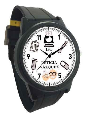 Reloj Enfermera Geriátra, Personalizado Con Nombre