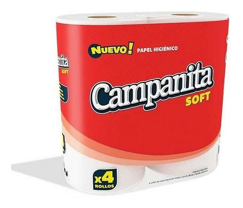 Papel Higienico Soft Hoja Simple Blanco Campanita 4x30 Mt
