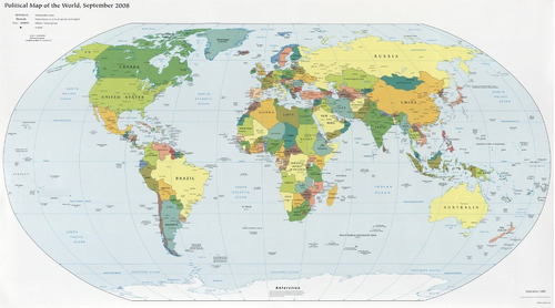 Adesivo De Parede Mapa Mundi Em Inglês Escolar 2x1 Metros
