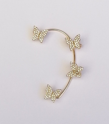 Imagen 8 de 8 de Arete Dorado O Plateado Ear Cuff Climber Mariposas Cristales