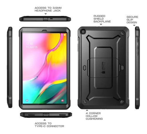 Imagen 4 de 6 de Funda Supcase 360 + Protector Galaxy Tab A 10.1 (2019) Black
