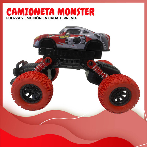 Camion Camioneta Monster Truck Ruedas Grandes Lanza Discos Monster Truck Rojo