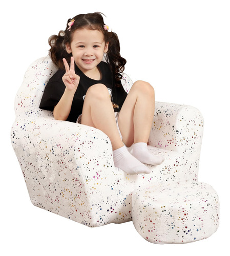 Momcaywex Sofá Infantil Con Otomana Sofá Tipo Concha Para Blanco Con Brillante