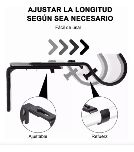6piezas Soporte Cortinero De Gancho De Pared Ajustable