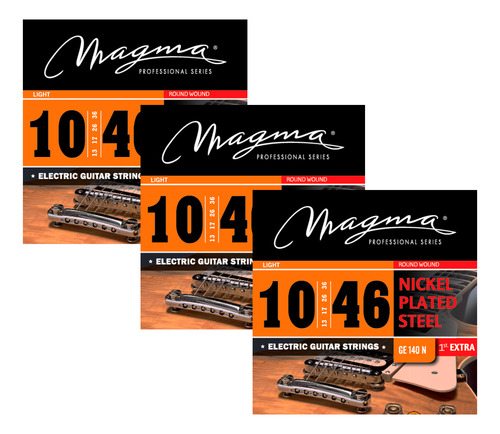 Pack X3 Cuerdas Magma 010-46 Guitarra Electrica Ge140n