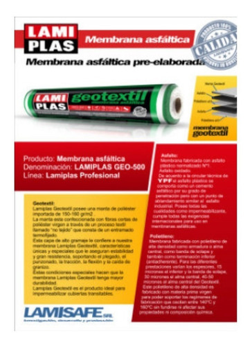 Membrana En Rollo Geotextil Lamiplas 43 Kg / Camino 1