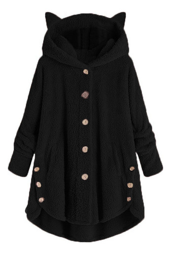 Suéter Holgado Con Capucha Y Botones Y Botones Para Mujer